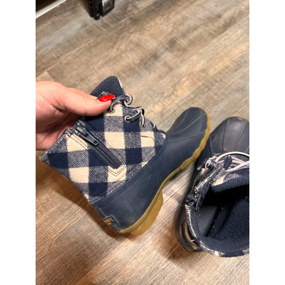 Girls‎ Sperry Rain & Snow Boots 1 (Little Girl) Blue White Plaid